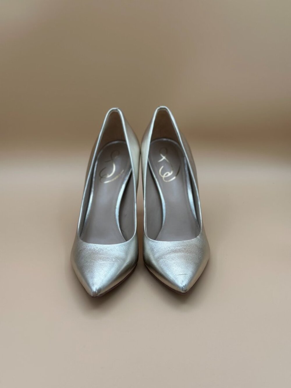 Sam Edelman Hazel LT Gold Leather Pointed Toe Pumps Size 7M - Picture 2 of 6